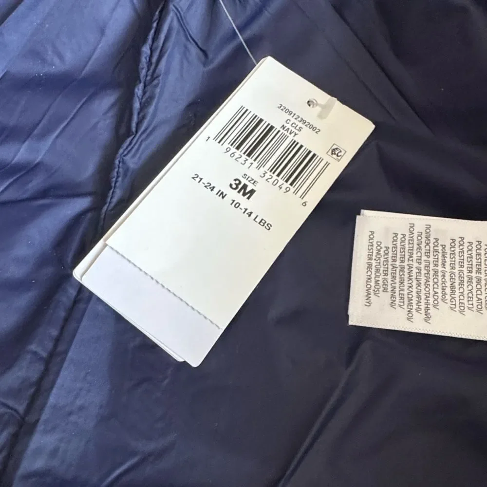 Ralph Lauren Baby Quilted Navy Blue Hooded Bunting 3 Month